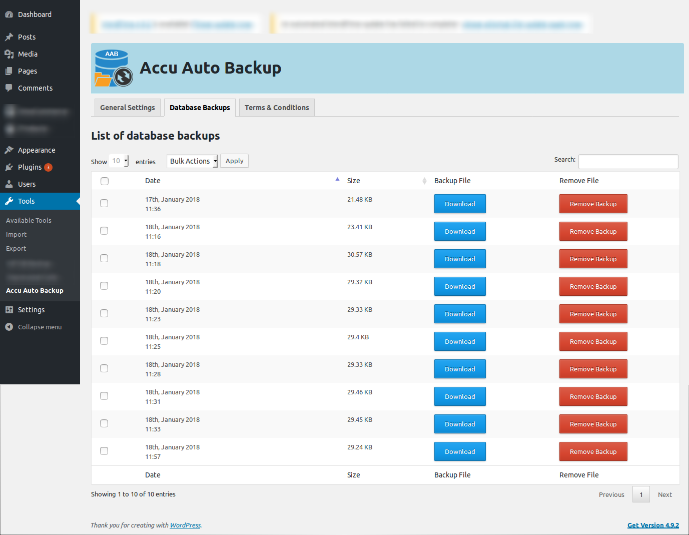 Wordpress - Accu Auto Backup