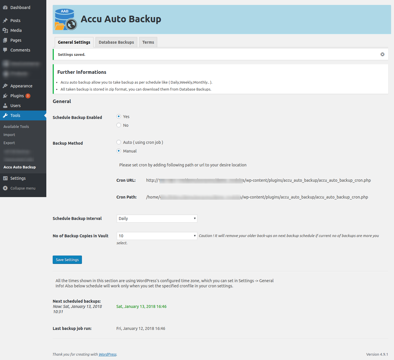 Wordpress - Accu Auto Backup